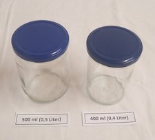 5 x VORRATSGLÄSER 400 oder 500 ml M BLAUEM TWIST-OFF-DECKEL EINKOCHGLÄSER GLÄSER