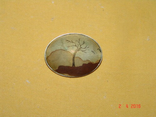 Brosche seidenmalerei silber - seidenmalerei,