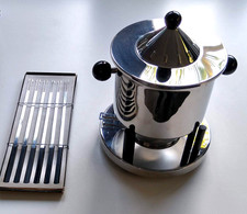 EDELSTAHL FONDUE-SET modernes Design + 6 Fonduegabeln Spring Schweiz
