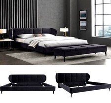 Designer Bett Polsterbett 180x200 Schwarz