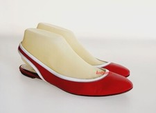 ESCADA Italy Sandaletten Slingbacks Sling Ballerinas Flats Rot Weiß echt Leder