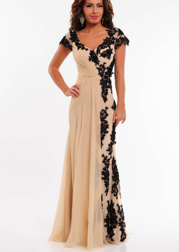 Sherri hill 1600 black nude - sherri,
