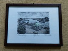 Hamburgensie Original Radierung Um 1900 Signiert und Gerahmt  Coloriert