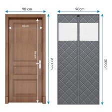 Thermo Türvorhang Kälteschutz Magnet Wärmeschutzvorhang Wasserdicht Gardine Grau