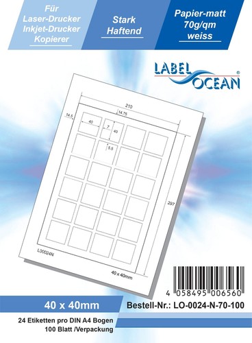 Universaletiketten 40x40mm auf