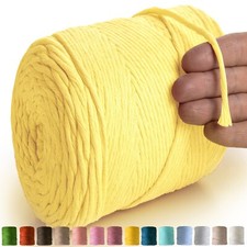 MeriWoolArt Makramee Garn 4mm 225m -  Baumwollgarn Kordel, Dicke Macrame Cord