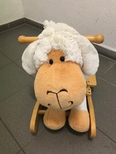 Plüsch-Schaukelschaf - weiß - Holz natur - mit Mäh-Geräusch