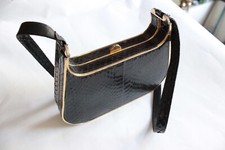 Extravagante Damentasche Tasche Schlangen Leder Schwarz Abendtasche