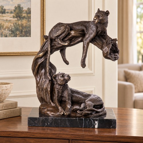 Bronze skulptur leoparden auf - skulptur,