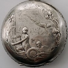 Jugendstil - Frainier Taschenuhrgehäuse - Motiv Wassersport  - Pocket Watch