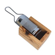 Käsereibe Olivenholz mit Edelstahl | Parmesanreibe Box Handarbeit rustikal