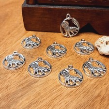 8 Kettenanhänger Charms Wolf Schmuckherstellung DIY (13)