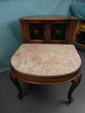 Tisch England Buche Nuß Marmor Oval Geschwungen Vintage Blumentisch Unikat C1c1