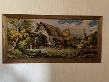 Gobelin Stickbild, mit Echtholz-Rahmen, Handarbeit; Tolles Motiv