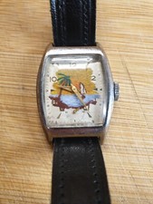 Handbemalte Art Deco Uhr mechanisch Handaufzug Künstler unbekannt