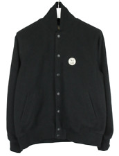 NUDIE Bengan Wollfleecejacke Herren Medium Bomber Mit Druckknöpfen Schwarz