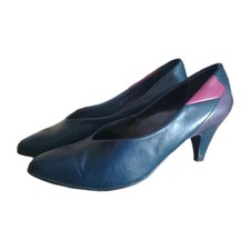 Vintage Exquisit Pumps Damenschuhe High Heels Blau Pink Lila • Echt Leder 