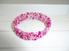 Spiralarmreif pink 5 Reihen Rocailles 2-4 mm Handarbeit Dawanda Etsy