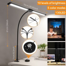 Schreibtischlampe LED Doppelkopf Dimmbar Tischlampe Leselampe Büroleuchte 6000K