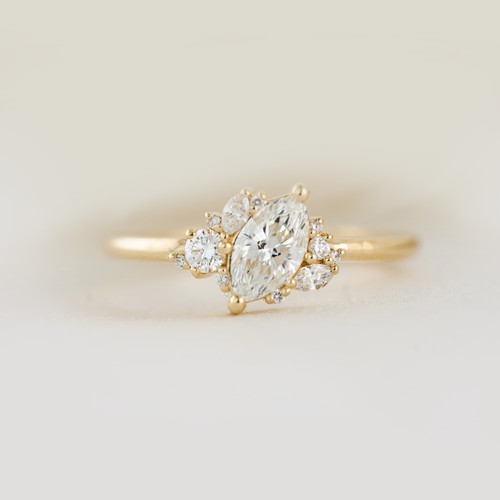 Karat gelbgold diamantring - 18,