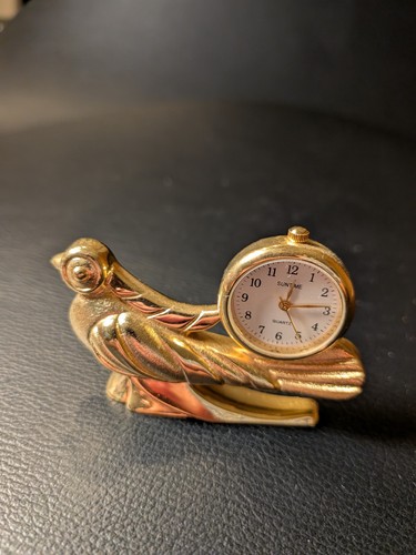 Miniatur uhr goldfarben pfau - miniatur,