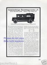 Bestattung Verein Hamburg Reklame von 1926 Leichenwagen Bestatter Beerdigung ad