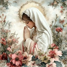 Wandbild Heilige Maria Blumen