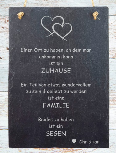 Gravierte spruchtafel schiefer - spruchtafel,