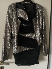 Schulterfrei Kleid und Jacke New Yorker Glitzer Pailletten In Gr. S-m WIE NEU