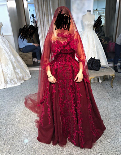 Abendkleid bordeaux langarm - abendkleid,