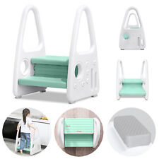 Tritthocker Trittschemel Anti-rutsch zweistufig Grau Kinderhocker Zwei-Armlehnen