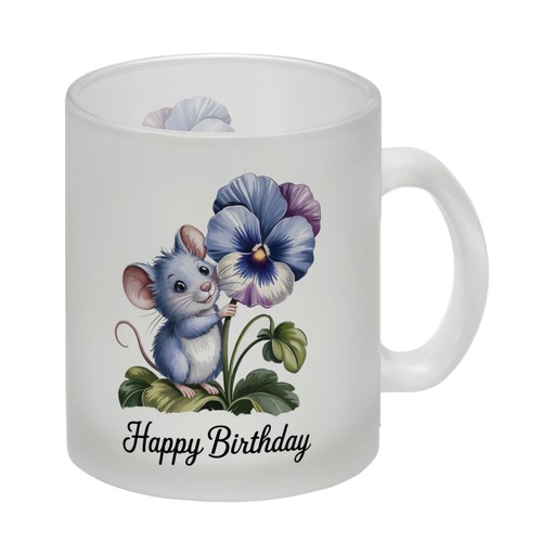 Maus mit stiefmütterchen glas - maus,