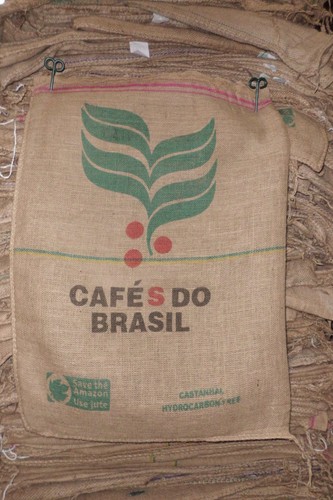 Bedruckter jute kaffeesack - bedruckter,
