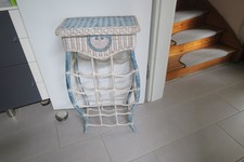 Weinregal -  Standregal - Rattan - Shabby Chic - weiß - blau
