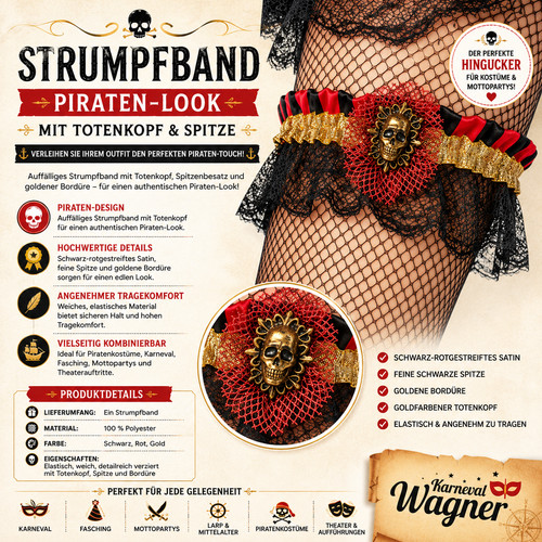 Piraten strumpfband totenkopf - piraten,