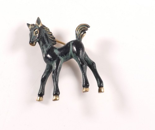 Brosche fohlen pferd bronze - brosche,