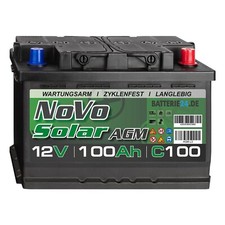 NoVo Solar AGM 100Ah Batterie 12V Versorgerbatterie Wohnmobil Solar Boot Camping