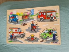 Eichhorn 9-teiliges Holzpuzzle mit Griff Autos Top für Kinderpuzzles 