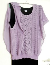 Poncho,Strickjacke,Fledermaus,Sommer Handarbeit,Exklusiv Gr. 50-54 in Flieder