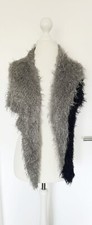 Schal Stola grau schwarz Zottelstoff Dreieck Schulterschal neuwertig Zottelschal