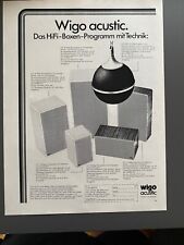 Wigo acustic HiFi Boxen Widmann Original 1974 Vintage Advert Werbung Reklame