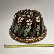 Vintage Gugelhupf Backform Elsass aus Keramik glasiert handbemalt 24 cm