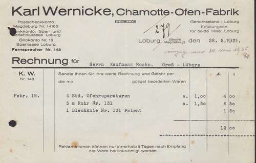 Loburg rechnung 1935 - loburg,,