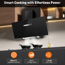 90cm Wandmontage Dunstabzugshaube A+++ 800 m³/h Touchscreen Wandhaube in Schwarz