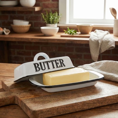 Butterdose emaille antikweiß - emaille,