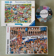 3 x neuwertige Puzzle Ravensburger, Piatnik, MINDSTI - Edles Holz-Puzzle WAAGE