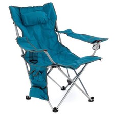 Campingstuhl B-Ware Campingliege gepolstert Fußstütze abnehmbar blau 100kg