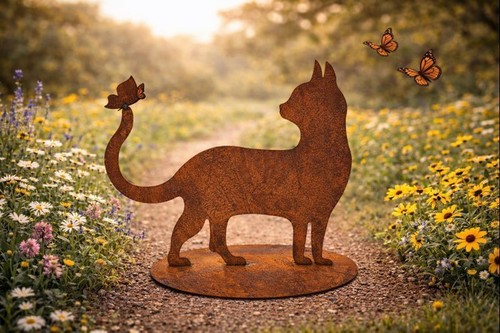 Gartendeko katze mit - katze,