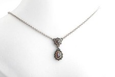 Trachten Collier 835 Silber Granatschmuck Länge 39cm #