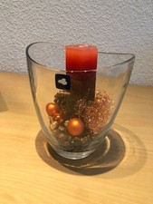 Leonardo Windlicht Loop mit rotem Gesteck und Kerze in Originalverpackung